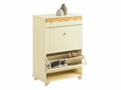 Sobuy Fsr124-mi Armoire à Chaussures, Meuble De Rangement à Chaussures, Commode à Chaussures Sur Pieds, Meuble D'entrée Avec 1 Tiroir Et 2 Abattants, Beige