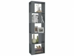 Chic étagères Collection Phnom Penh Bibliothèque/séparateur De Pièce Gris Brillant 45x24x159 Cm
