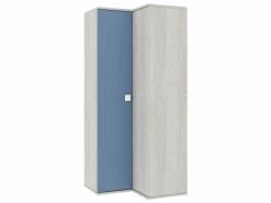 TERRE_DE_NUIT Armoire D'angle 2 Portes En Bois Gris Clair Et Bleu - Ar9073