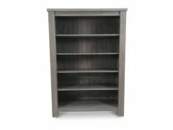 Bibliothèque 4 étagères Bois Massif Gris - Gabriel - L 120 X L 45 X H 170 - Neuf