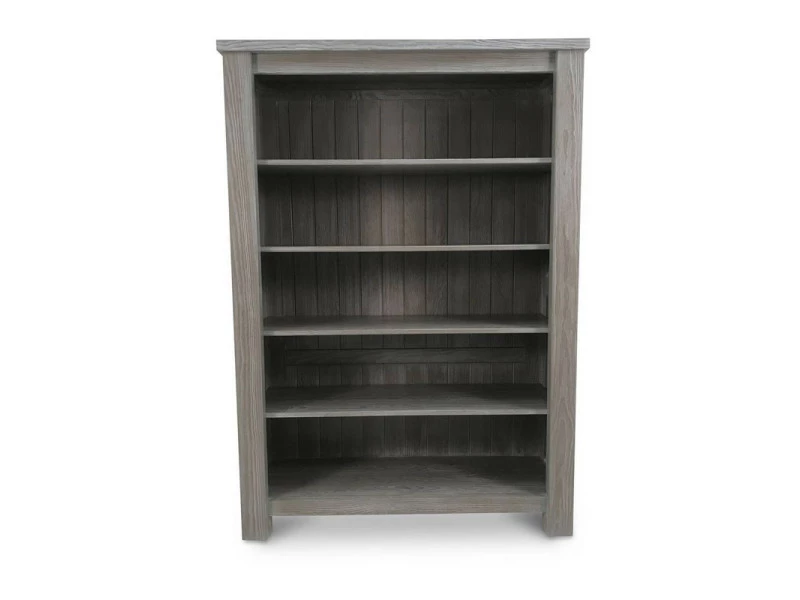 Bibliothèque 4 étagères Bois Massif Gris - Gabriel - L 120 X L 45 X H 170 - Neuf