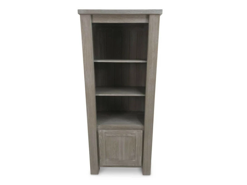 Colonne Bibliothèque 1 Porte Bois Massif Gris - Gabriel - L 71 X L 45 X H 170 - Neuf