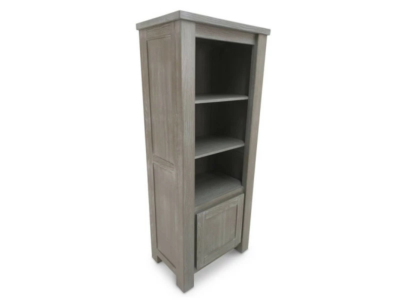Colonne Bibliothèque 1 Porte Bois Massif Gris - Gabriel - L 71 X L 45 X H 170 - Neuf – Image 2