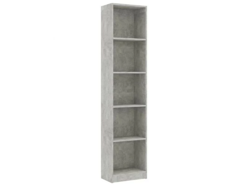 Vidaxl Bibliothèque à 5 Niveaux Gris Béton 40x24x175 Cm Aggloméré – Image 2