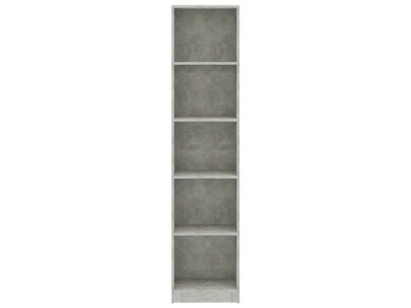 Vidaxl Bibliothèque à 5 Niveaux Gris Béton 40x24x175 Cm Aggloméré – Image 4