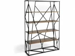 Bibliothèque Acier Peint époxy étagères Bois