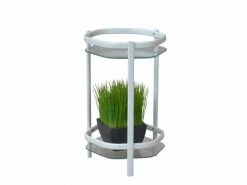 Support / étagère Pour Plante En Métal Enduit De Poudre Blanc 45 Cm Med05113