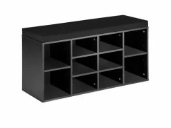 Tectake Meuble à Chaussures Banc De Rangement Avec Coussin D'assise 103,5x48x30cm - Noir