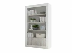 Bibliothèque 4 étagères Blanc/pin Blanc - Lubio - L 110 X L 42 X H 191 - Neuf