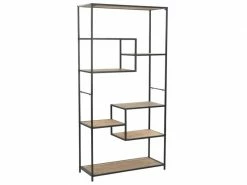 Sublime étagères Collection Bucarest Bibliothèque Bois De Sapin Massif Et Acier 90,5 X 35 X 180 Cm