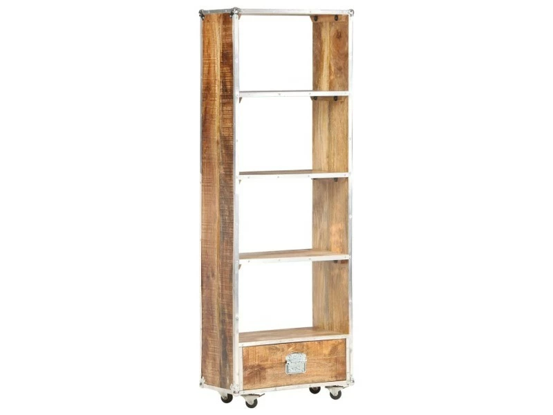 Chic étagères Collection Bangkok Bibliothèque 56x28x163 Cm Bois Massif De Manguier Brut