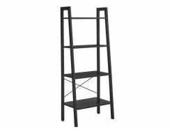 Acaza, Bibliothèque Noire Avec 4 étagères, Look Industriel, 56 Cm X 34 Cm X 137cm