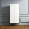 Armoire 2 Portes En Bois Blanc Avec Pieds En Acier - Bi0049