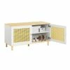 Sobuy Fsr103-wn Banc De Rangement, Banc à Chaussures, Meuble D’entrée, Meuble Bas, Coffre De Rangement Avec 2 Portes En Ploy Rotin, Pour Couloir, Entrée, Chambre à Coucher, 100 X 40 X 54 Cm
