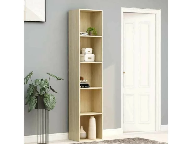 Chic étagères Famille Majuro Bibliothèque Chêne Sonoma 40x30x189 Cm Aggloméré