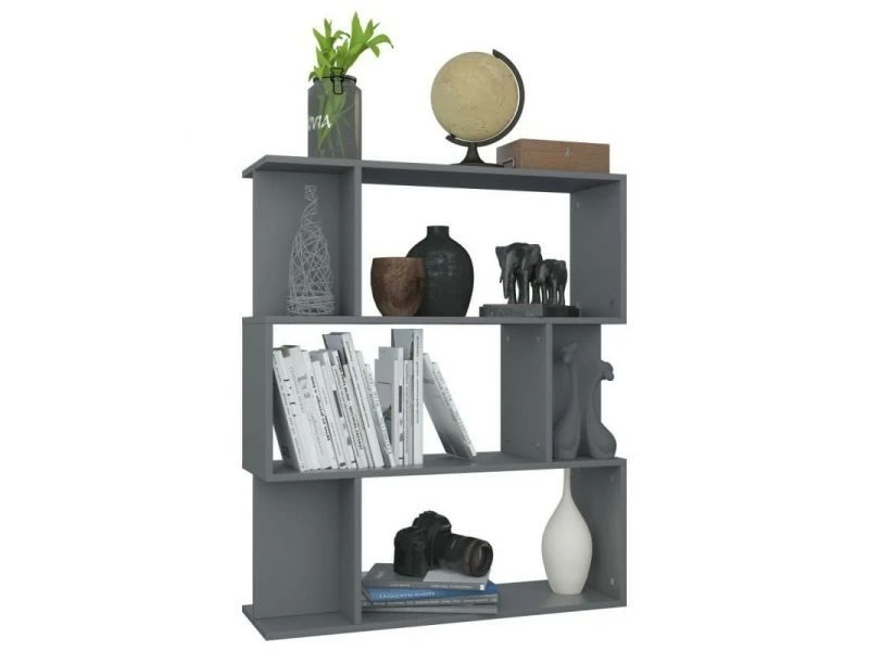 Vidaxl Bibliothèque/séparateur De Pièce Gris 80x24x96 Cm Aggloméré – Image 3