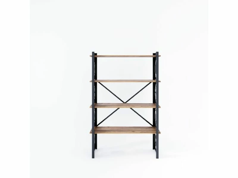 Homemania Bibliothèque Love - étagère - Du Mur, Du Bureau, Du Salon - Noir En Métal, Bois, 90 X 35 X 150 Cm – Image 3