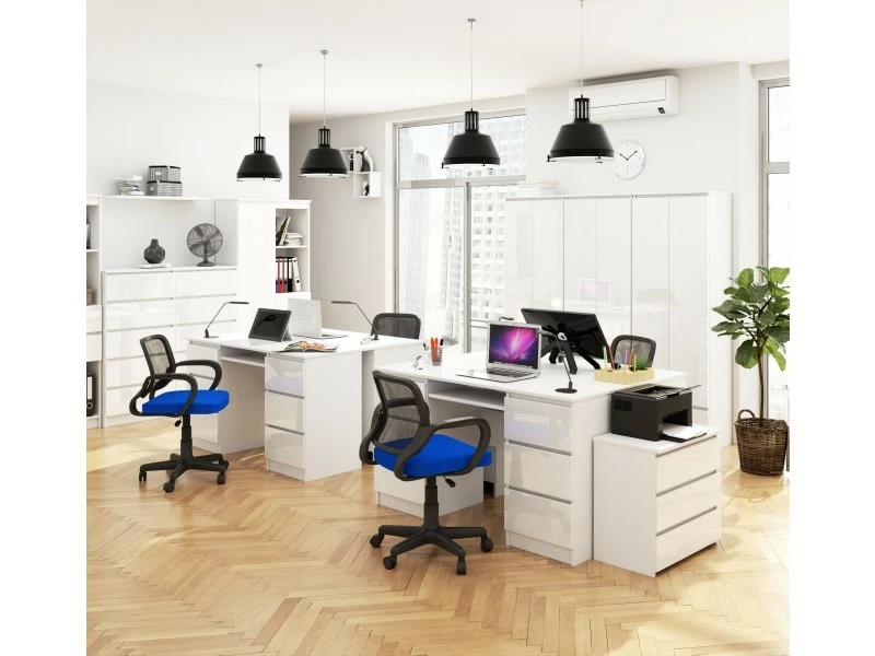 Akord Bibliothèque De Bureau, étagère R80 Blanche 80 Cm 1 Porte Couleur Blanc Brillant , 8 étagères - 80x35x180 Cm – Image 4