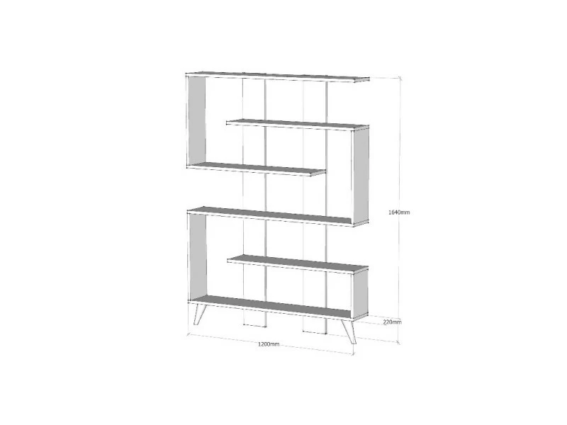 Homemania Jane Bibliothèque - étagère, Armoire - Avec étagères - Salon, Bureau - Blanc En Bois, 120 X 22 X 164 Cm – Image 5