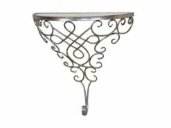 Console / étagère Murale Vintage En Métal Argenté Vieilli 40x40x20cm Eta05010