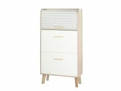 TOUSMESMEUBLES Meuble à Chaussures à Rideau - Arkos N°4 - L 76 X L 31 X H 144 - Neuf