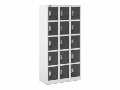 HELLOSHOP_26 Armoire Vestiaire 15 Compartiments 180 Cm Gris Helloshop26 14_0000471