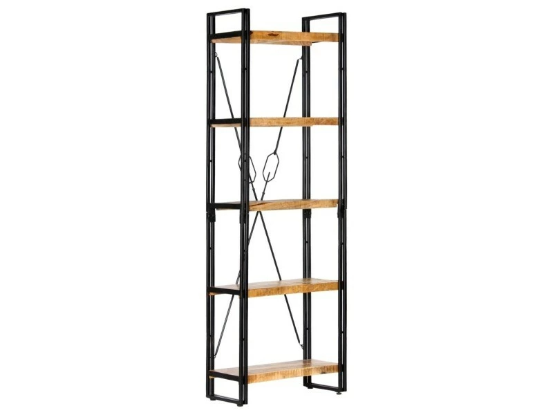 Esthetique étagères Collection Sarajevo Bibliothèque à 5 Niveaux 60x30x180 Cm Bois De Manguier Solide