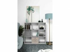 TERRE_DE_NUIT Bibliothèque 9 Cases En Bois Gris - Bi7078