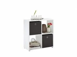 TERRE_DE_NUIT Bibliothèque Escalier 4 Cases En Bois Blanc - Bi13040-1