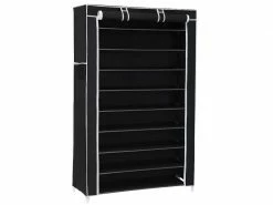 Hombuy® étagères à Chaussures Porte-chaussures Armoire De Rangement 9 Couches Avec Housse Noir 88 X 28 X 160cm