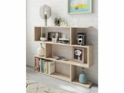 Bibliothèque Décorative Et Fonctionnelle, Couleur Chêne, Dimensions 110 X 97 X 25 Cm