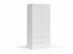 TERRE_DE_NUIT Armoire Penderie 2 Portes 2 Tiroirs En Bois Blanc - Ar17067