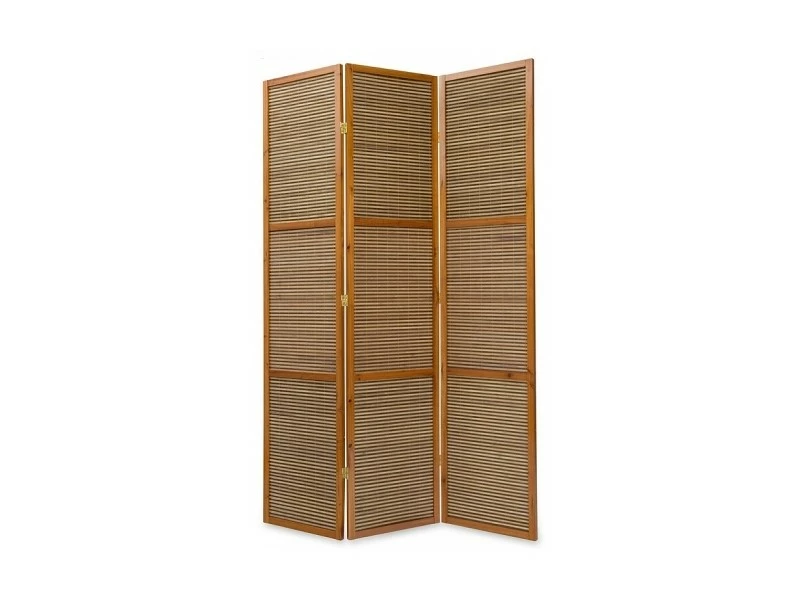 Paravent Bois Brun En Bambou 4 Pièces 200cmx130