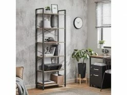 Vasagle étagère à 6 Niveaux, Bibliothèque Avec Structure En Acier, Pour Salon, Bureau, Entrée, Hauteur 186 Cm, Style Industriel, Grège Et Noir Lls062b02