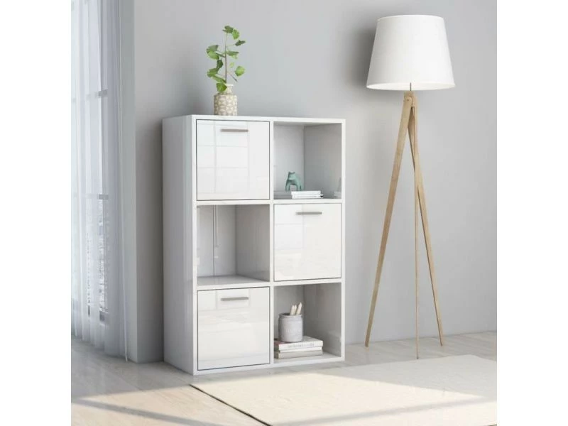 Vidaxl Armoire De Rangement Blanc Brillant 60x29,5x90 Cm Aggloméré