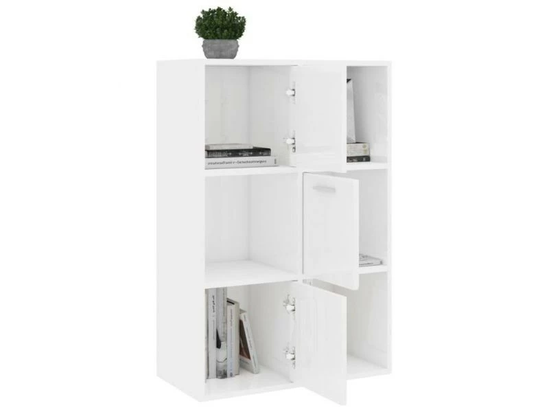 Vidaxl Armoire De Rangement Blanc Brillant 60x29,5x90 Cm Aggloméré – Image 4