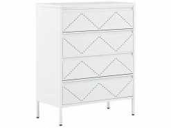 Commode 4 Tiroirs En Acier Blanc Matana