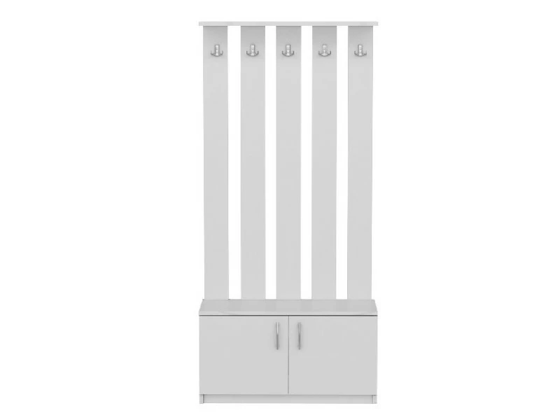 Homemania Deniz Meuble D’entrée Porte-manteau - Avec Portes, Crochets, étagères -blanc En Bois, 85 X 37 X 181,8 Cm – Image 3