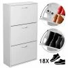 Miadomodo® Meuble à Chaussures - 3 Portes Abattantes, 60 X 22 X 105 Cm, Mdf, Autoportant Ou Mural, Blanc - Armoire à Chaussures, Meuble De Rangement Pour Entrée