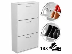 Miadomodo® Meuble à Chaussures - 3 Portes Abattantes, 60 X 22 X 105 Cm, Mdf, Autoportant Ou Mural, Blanc - Armoire à Chaussures, Meuble De Rangement Pour Entrée