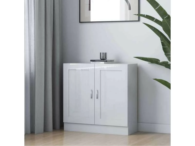 Sublime étagères Nassau Bibliothèque Blanc Brillant 82,5x30,5x80 Cm Aggloméré