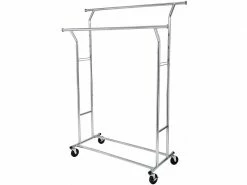 Eve - Portant Style Moderne Chambre à Coucher - 169x55x172 Cm - 1 Tablette - Avec Roulettes - Argent