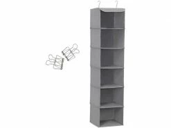 HELLOSHOP_26 Armoire étagère En Tissu Rangement à Suspendre 130 Cm Gris Helloshop26 12_0000932