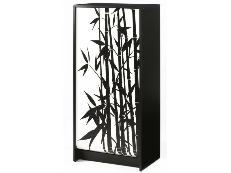 TOUSMESMEUBLES Meuble à Chaussures à Rideau Noir - Shoes N°8 - L 58 X L 36 X H 121 - Neuf