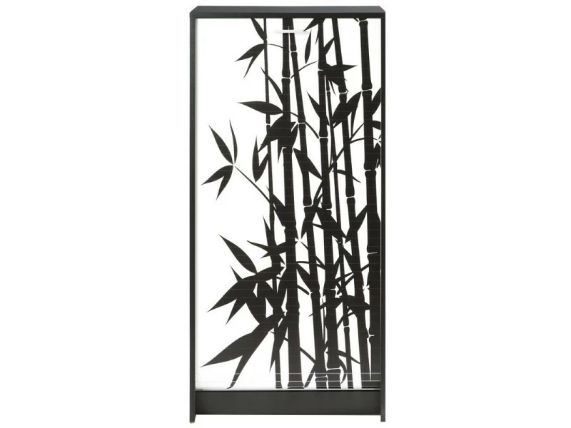 TOUSMESMEUBLES Meuble à Chaussures à Rideau Noir - Shoes N°8 - L 58 X L 36 X H 121 - Neuf – Image 2