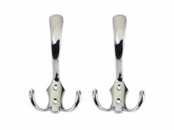 2x Crochet De Garderobe Hwc-d46, Crochet Mural, Patère, Set ~ Couleur: Argent