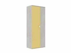 TERRE_DE_NUIT Armoire 2 Portes En Bois Gris Clair Et Jaune - Ar9072