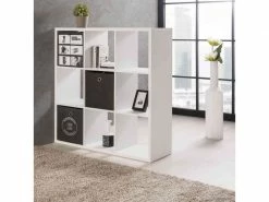 TERRE_DE_NUIT Bibliothèque 9 Cases En Bois Blanc - Bi7078