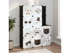 LES_TENDANCES Armoire De Rangement Pour Enfants Avec 10 Cubes Noir Pp