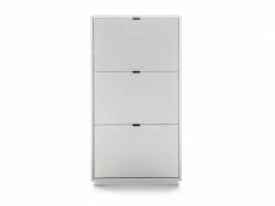 TOUSMESMEUBLES Meuble à Chaussures 3 Abattants Blanc - Kalu - L 64 X L 18 X H 121.5 - Neuf